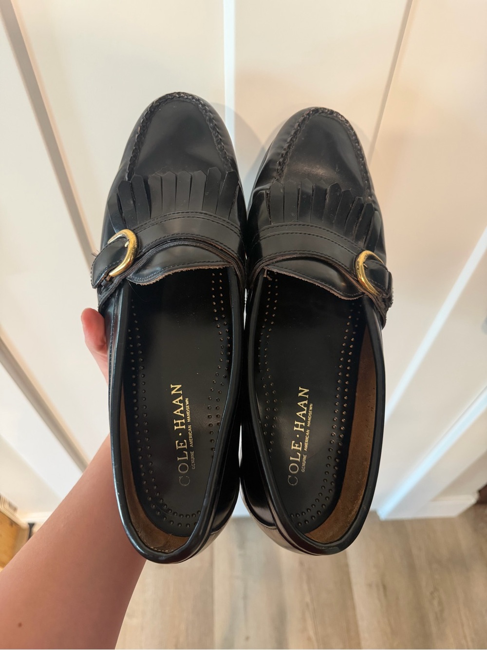 Cole Haan Black Leather Kiltie Loafers with Gold Buckle Men’s Size 12 - Picture 5 of 5